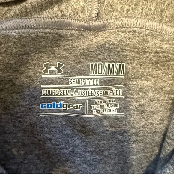Under Armour ColdGear Gray 1/4 Zip Pullover Semi-Fitted Athletic Top | MD/M - Picture 4 of 6